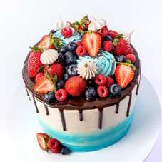 9. Dvojfarebná torta s melírom, čoko-stekancami a ovocím