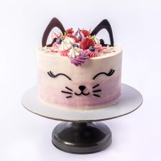 11. Dvojfarebná torta Mačiatko s ovocím a snehovými pusinkami